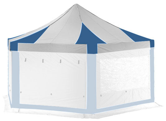 6m Extreme 50 Hexagonal Instant Shelter Replacement Canopy Royal Blue/White Main Image